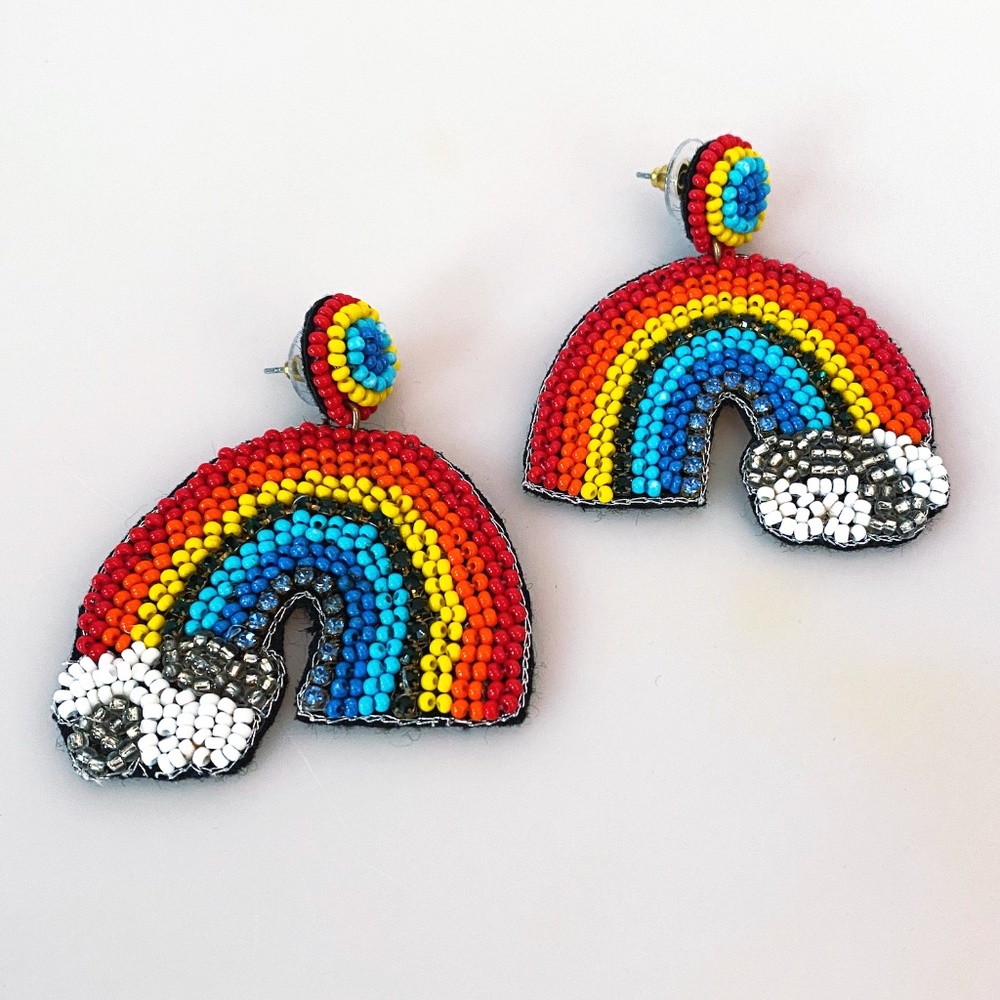 Beaded Rainbow Handmade Earrings